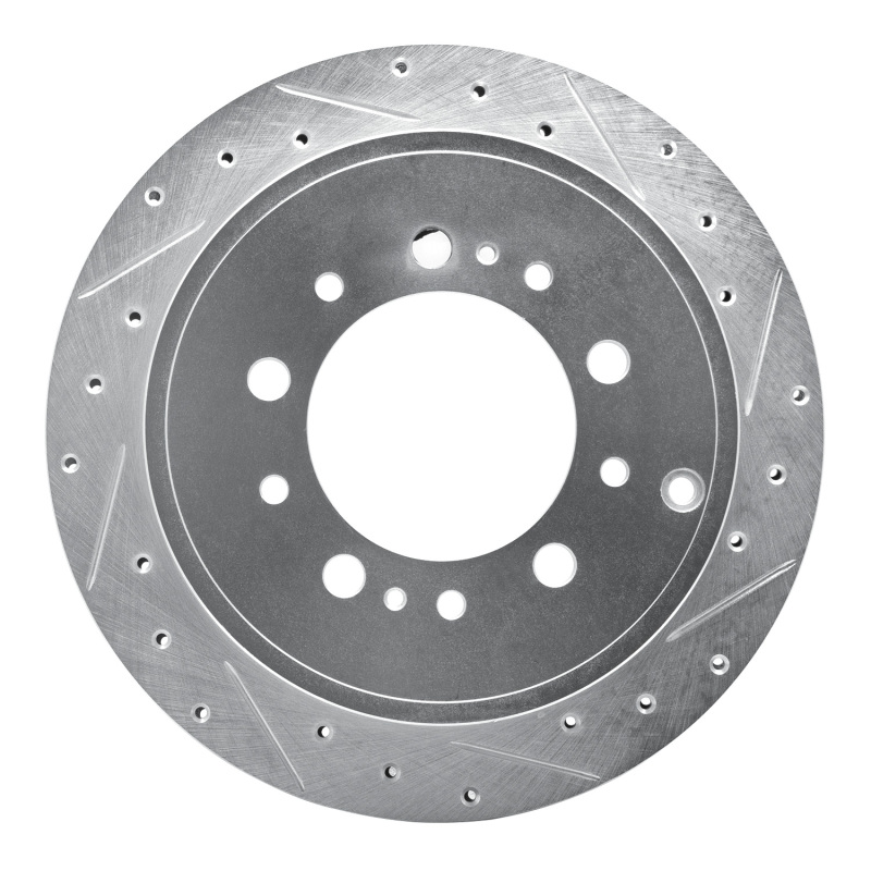 Lexus LX570 Brake Rotor (1) - Rear Right - R1 Concepts - Drilled & Slotted - Silver - `07-`22